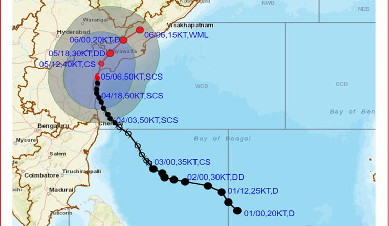 IMD Cyclone Michaung forecast map
